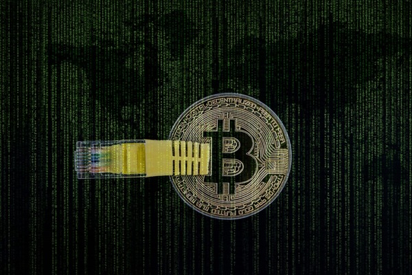 Cryptocurrency network exchange concept with connected blockchain nodes
