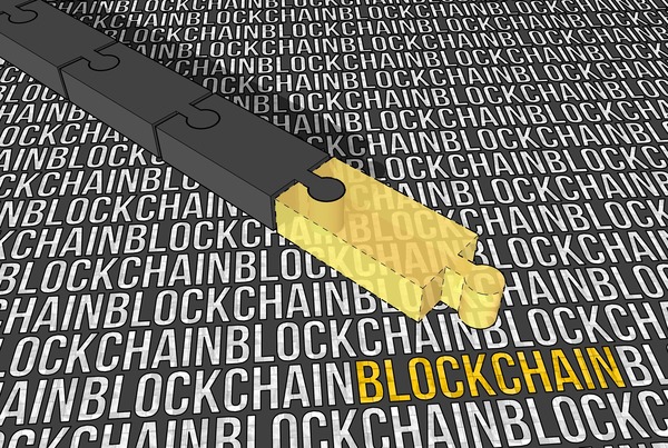 Abstract blockchain network visualization with connected nodes
